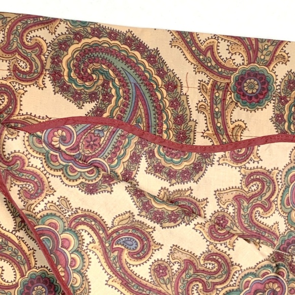 2 Handmade Paisley Print Curtains Drapes Tan Red - Picture 6 of 6